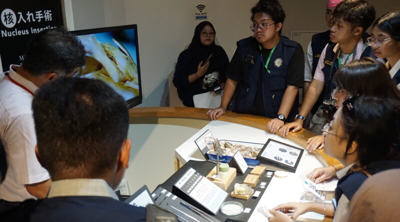 Mahasiswa BBK 8 Internasional UNAIR melakukan kunjungan edukatif ke Mikimoto Pearl Island, Jumat, (17/07/2026) (BBK 8/Mie PDD)